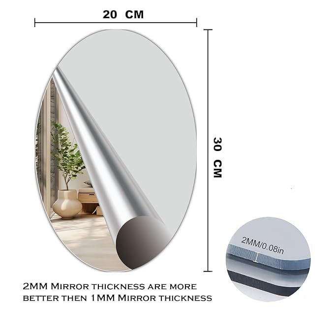Oval Shape Adhesive Mirror Sticker