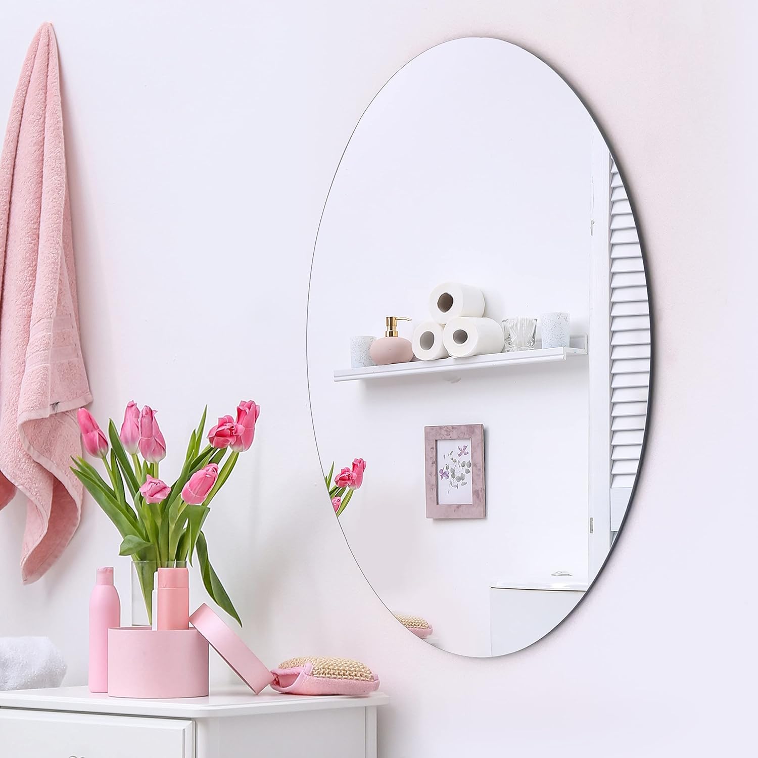 Oval Shape Adhesive Mirror Sticker